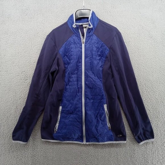 Champion Jacket Womens‎ Large Blue Fitted Mock Neck Fleece Zip Up Pockets - Picture 1 of 9
